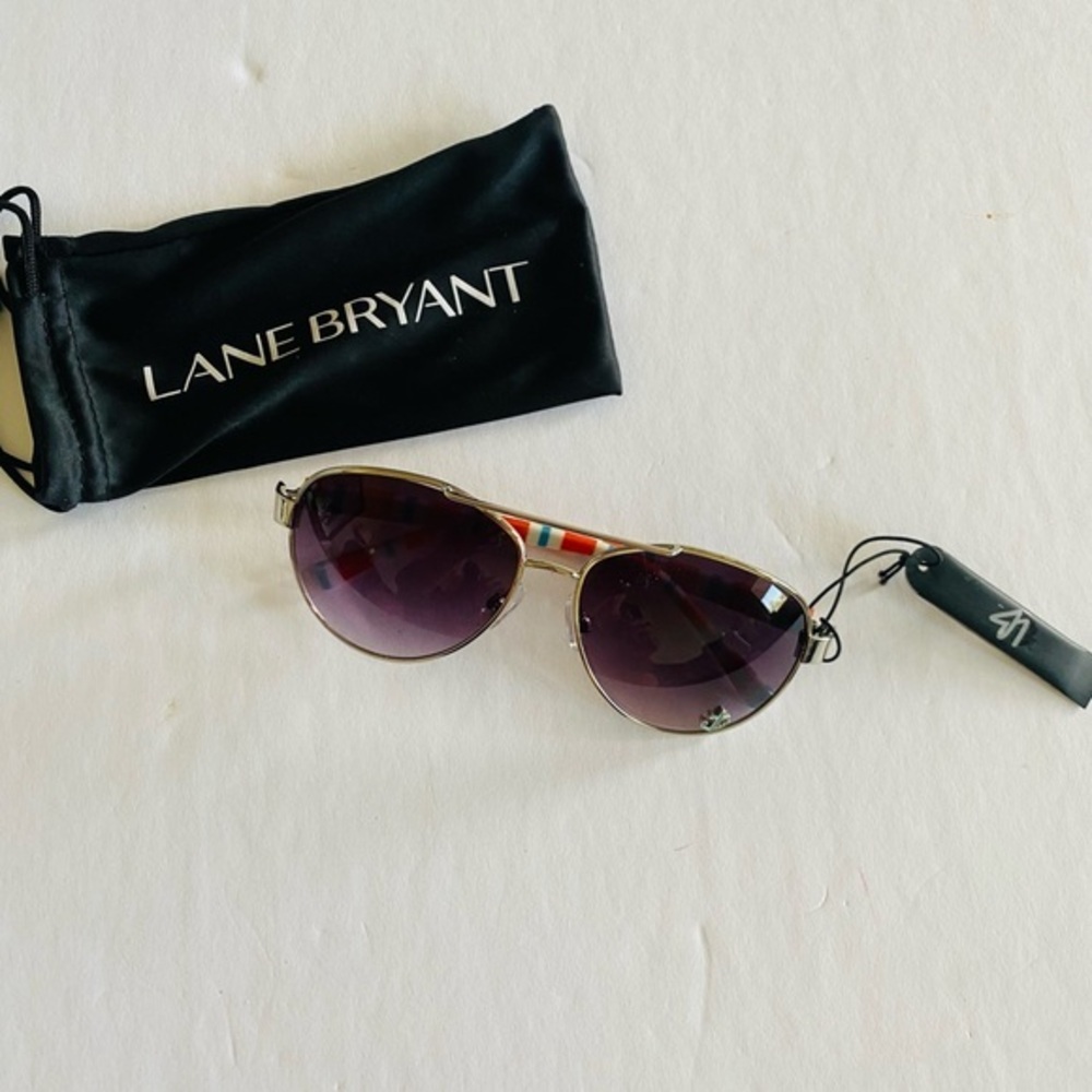 Lane Bryant striped aviator sun glasses with 100% UV protection